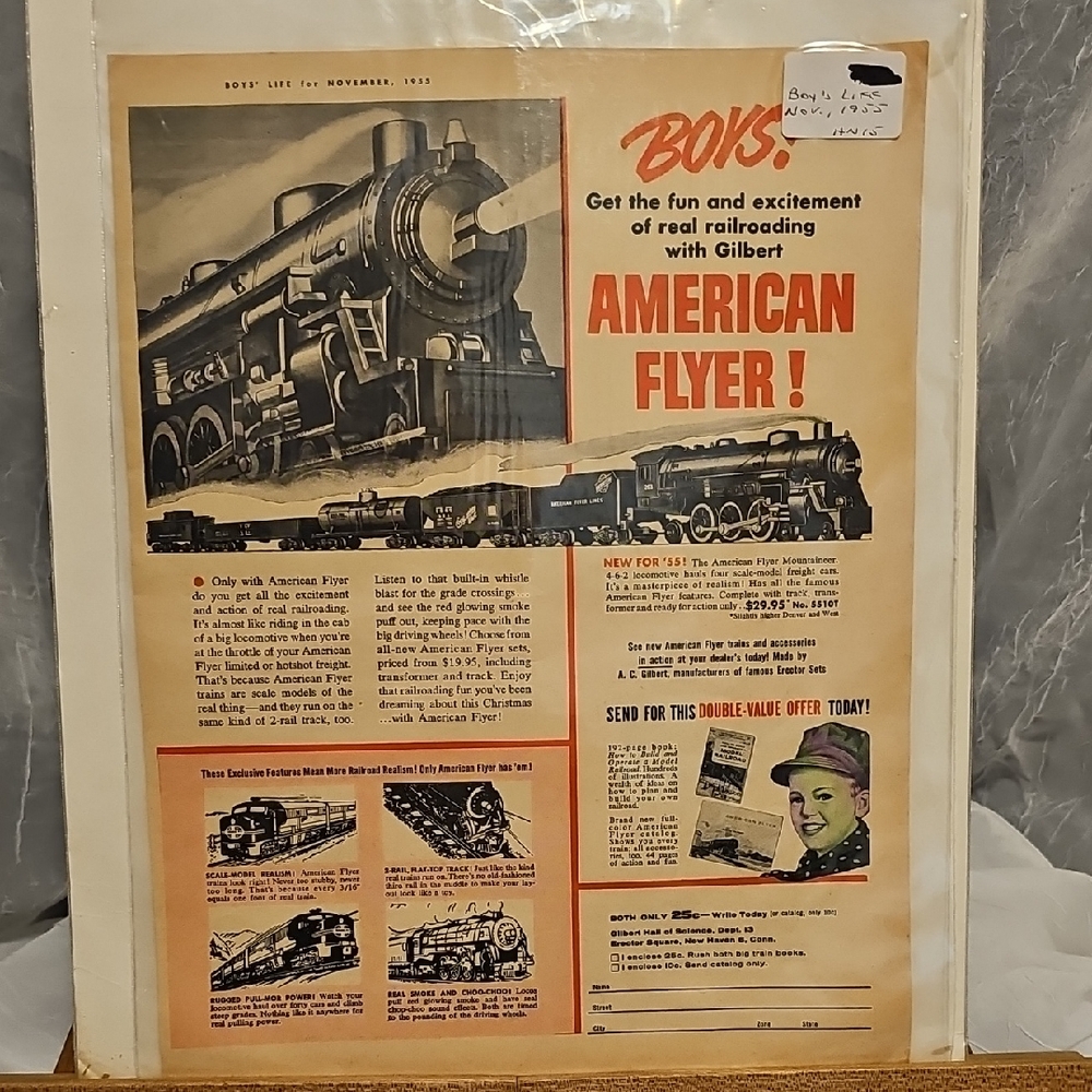 Vintage American Flyer Train Advertisement 1955